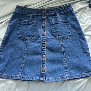 Button up denim skirt